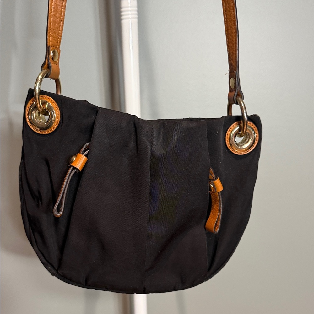 Vince Camuto Black and Brown Shoulder Bag